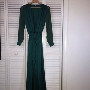 Floor length Chiffon/Satin dress with leg slits